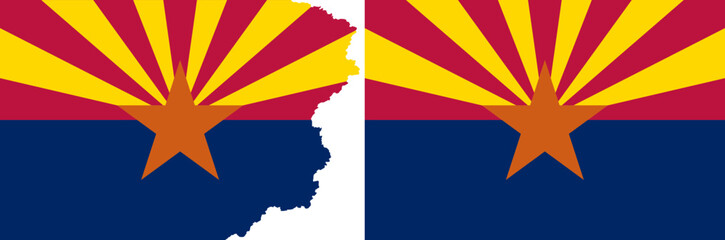 Flag of Arizona state flags vector. Standard flag and with torn edges