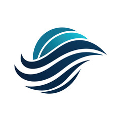 Fototapeta premium A logo design in blue and white featuring elegant wave patterns, A sleek, streamlined logo featuring a wave pattern for a travel inspiration blog