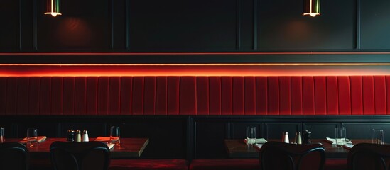 dark wall within a restaurant's interior - obrazy, fototapety, plakaty