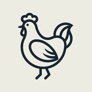 recommend clip art: Minimalist black and white drawing of a chicken in a stylized outline, A stylized outline of a chicken in a minimalist style, minimalist simple modern vector logo design