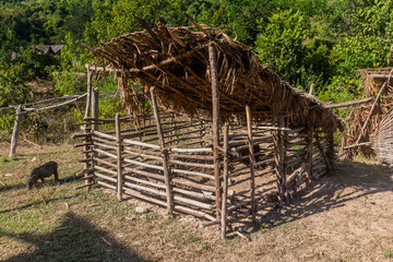 Pig pen in a village in Nam Ha National Protected Area, Laos