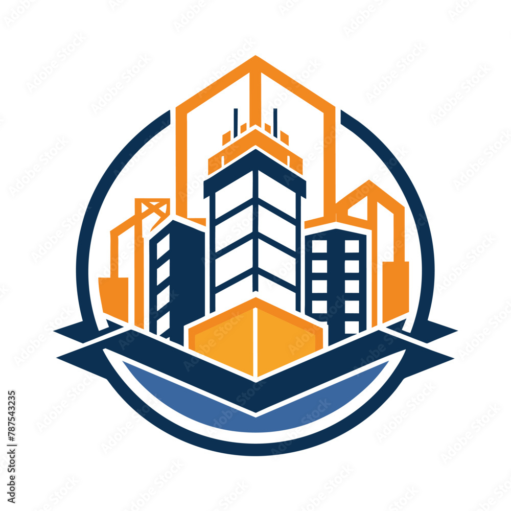 Poster a vector icon displaying the logo for a construction company, featuring design elements related to t