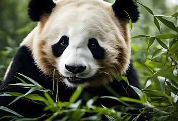 giant panda eating bamboo