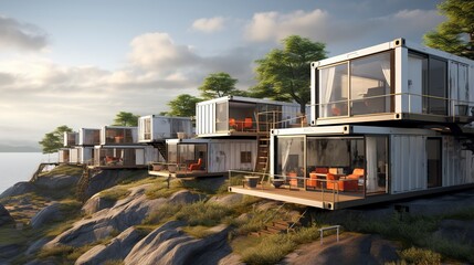 A photo of Compact Container Dwellings - obrazy, fototapety, plakaty