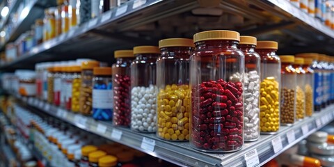 Fototapeta na wymiar A Sweet Symphony: Candy Jars Overflowing on Store Shelf