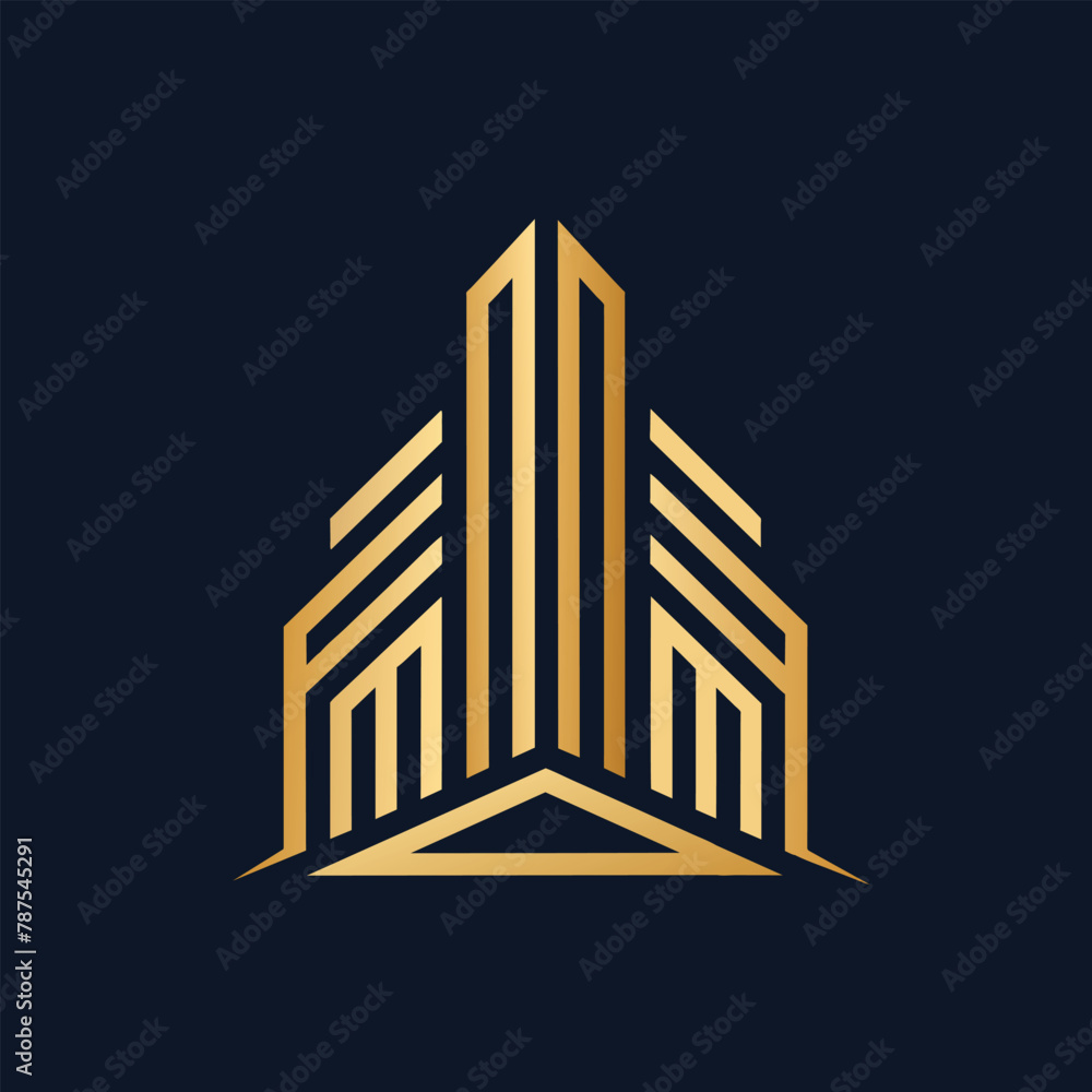Poster clean and elegant gold and black logo design for a property development company, design a clean and 