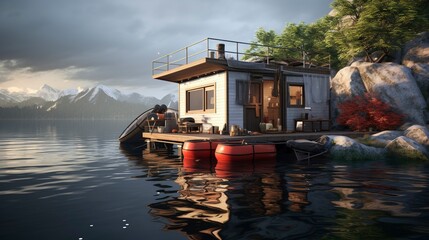 A photo of Compact Houseboat Living in a Peace