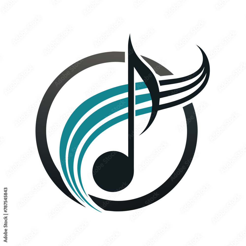 Poster a music note with a treble symbol in the middle, designed in a minimalist style, design a minimalist