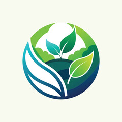 A minimalist green leaf logo displayed on a plain white background, Design a minimalist logo for a sustainability-focused NGO