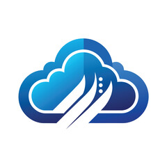 A blue cloud featuring a pair of scissors, Design a simple and sleek vector logo representing cloud computing services