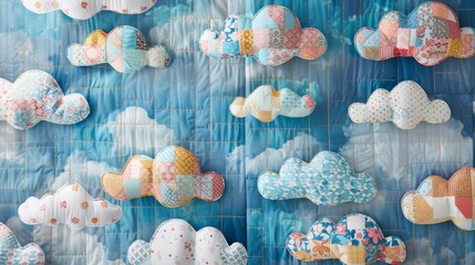 Infuse your presentation with a touch of nostalgia and nostalgia with these stunning patchwork quilt clouds a beautiful reminder of . . - obrazy, fototapety, plakaty
