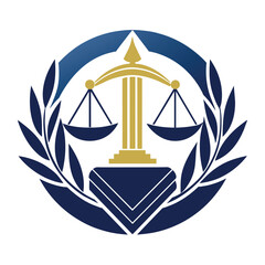 A logo featuring a scale of justice in blue and gold colors, Develop a clean and modern logo that represents expertise in legal guidance
