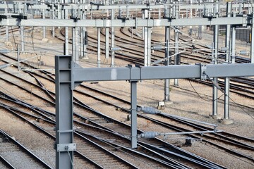Electrified railroad tracks in Adelaide Railway Station
