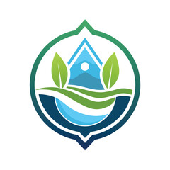 Logo design for a water company, featuring a minimalist emblem representing clean water and sustainability, Develop a minimalist emblem for a charity supporting clean water initiatives