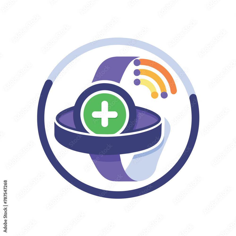 Aufkleber a circle with a cross symbol, designed as a minimalist mark for health tracking devices, develop a m