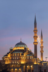 Fototapeta na wymiar The Yeni Camii (or New Mosque) by night, Istanbul, Turkey