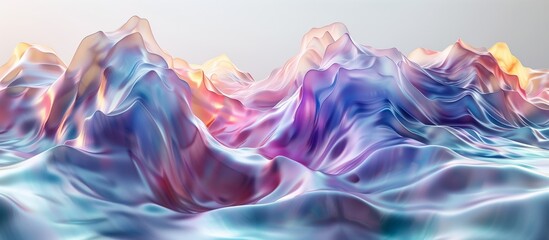 Obraz premium Holographic 3D mountain shapes with vibrant multicolor gradients