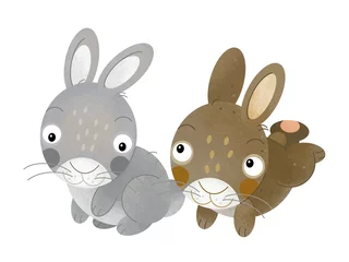 Outdoor kussens cartoon scene rabbit hare bunny pair farm ranch animals family isolated background aillustration for children © agaes8080
