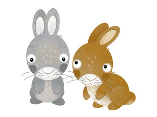 cartoon scene rabbit hare bunny pair farm ranch animals family isolated background aillustration for children