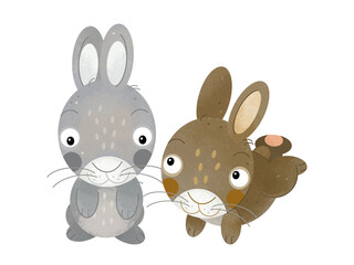 cartoon scene rabbit hare bunny pair farm ranch animals family isolated background aillustration for children