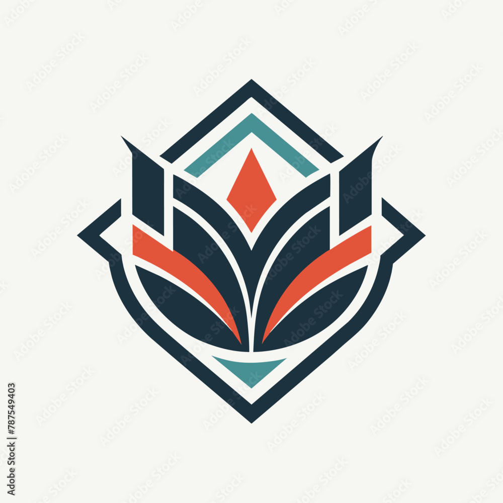 Poster a logo featuring a flower with geometric shapes and patterns for a modern look, include unique shape