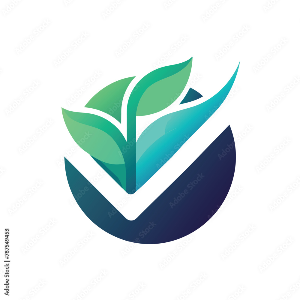Poster a green leaf logo with a subtle gradient on a white background, incorporate a subtle gradient to sym