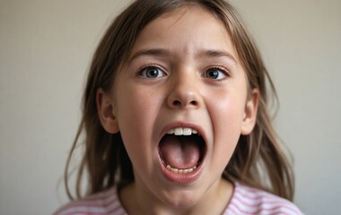 The little girl with her mouth wide open is screaming