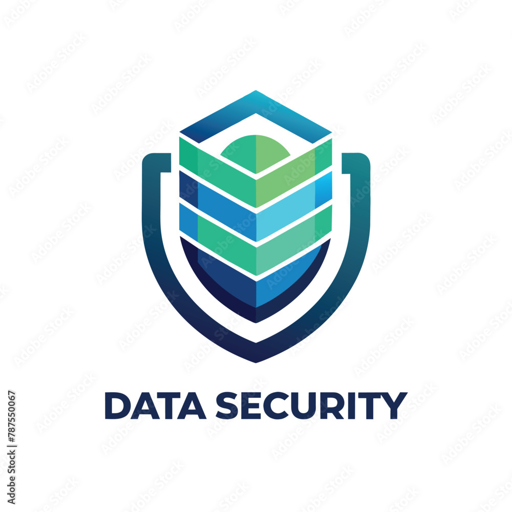 Poster clean and minimalistic logo design for data security software, featuring modern and sleek elements f