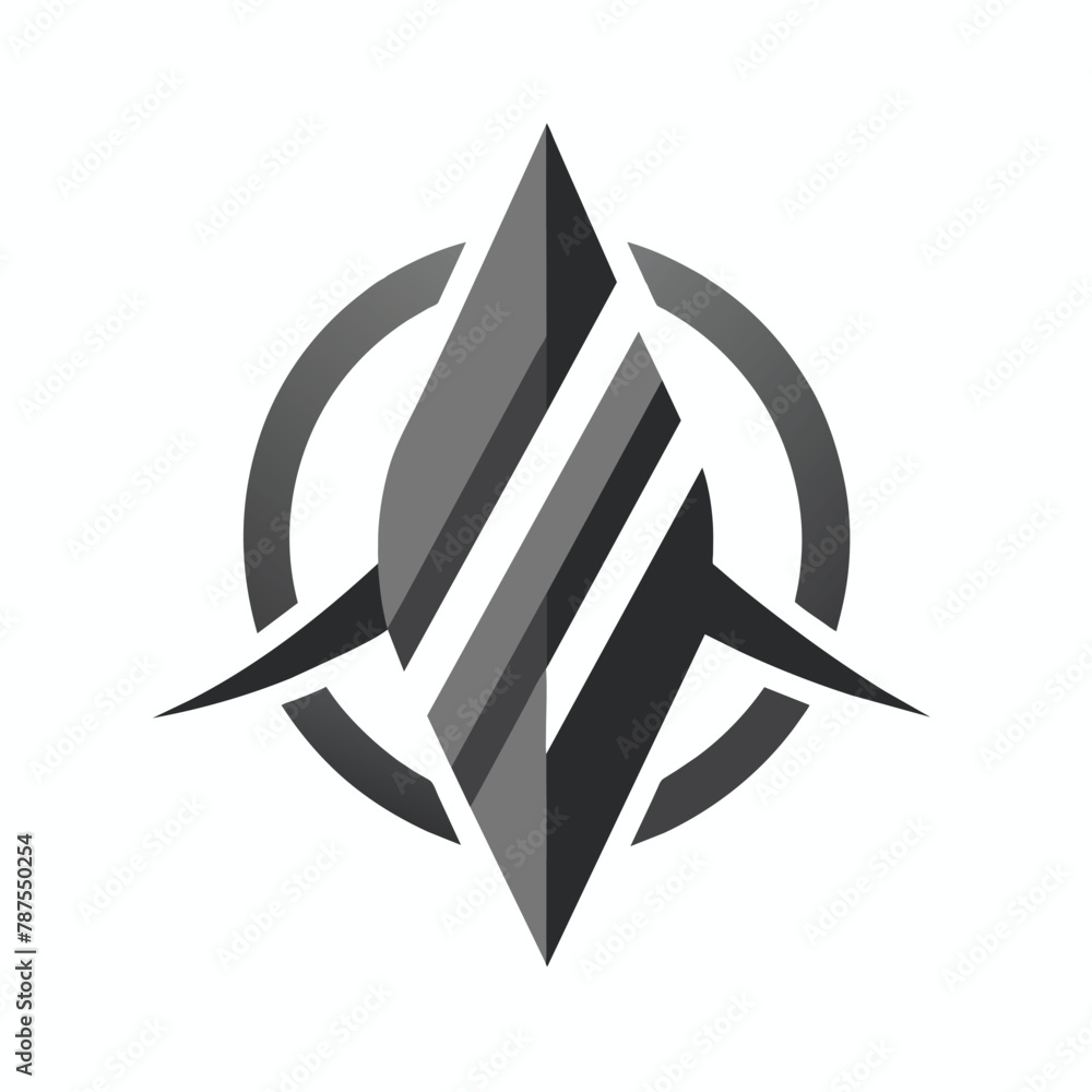 Poster a minimalist black and white logo featuring a detailed compass design with subtle shading, minimalis