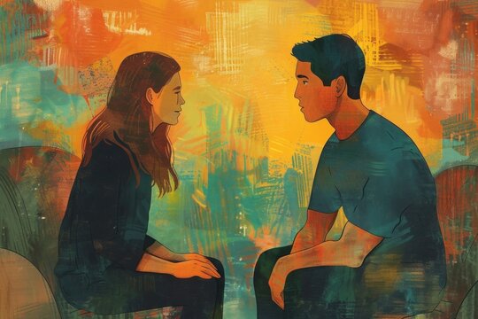 Illustration of a personal conversation, suitable for content on emotional intimacy.
