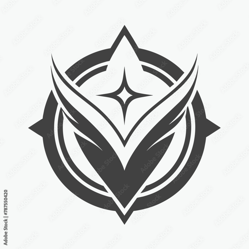 Poster a monochromatic logo featuring a leaf design, visually striking with a subtle shimmer effect, monoch