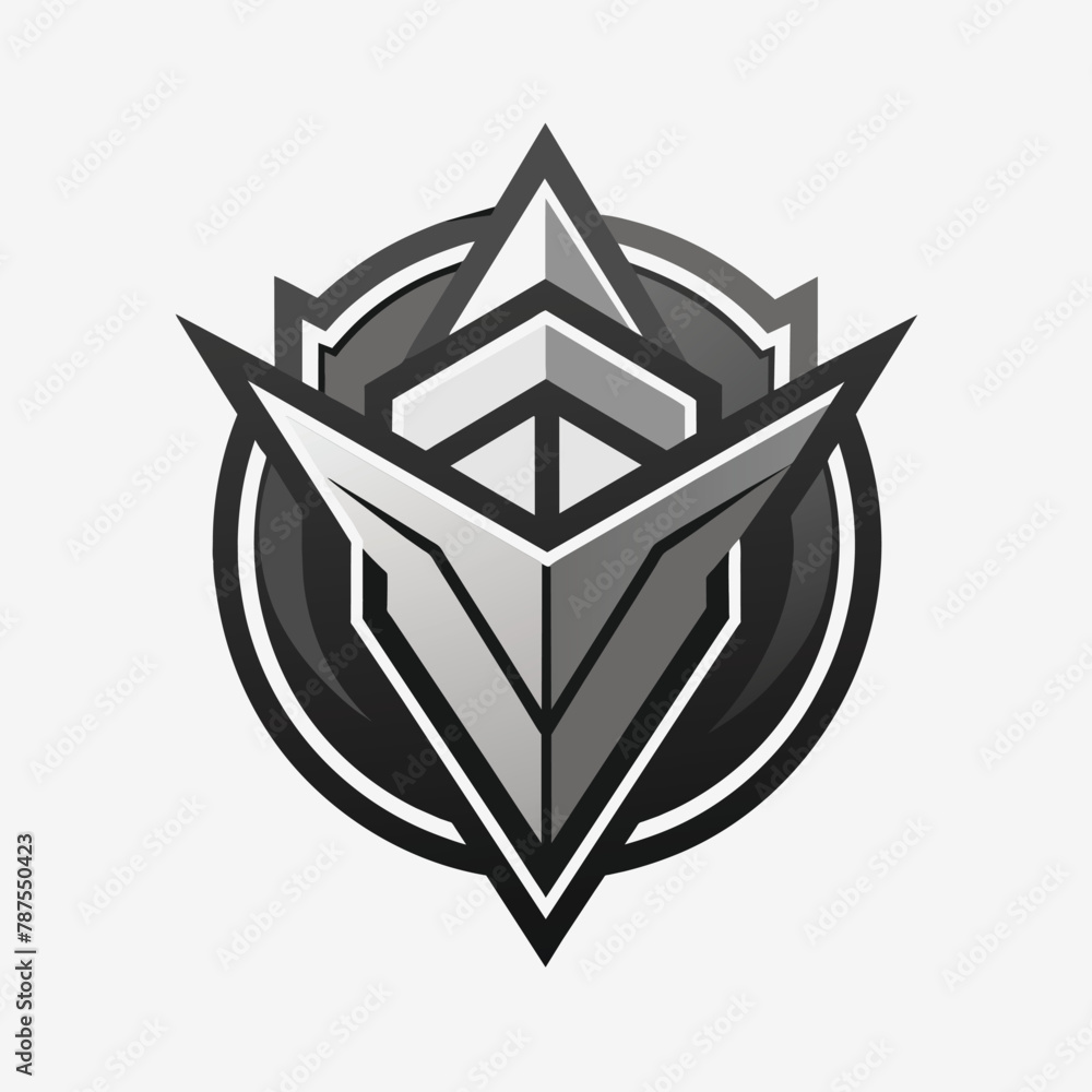 Poster monochromatic logo design for a gaming company featuring sleek lines and dynamic shapes, monochromat