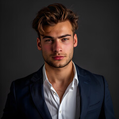 Elegant young handsome man. Studio fashion portrait