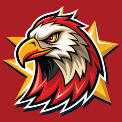A retro eagle mascot logo featuring the head of an eagle with a star in the background, Retro Eagle Mascot Logo Vector