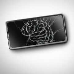 Smartphone Brain Effect and cell phone as a Mental Illness issue or internet addiction or Smartphone risk to affecting the human brain and issues of anxiety or social media caused stress or depression