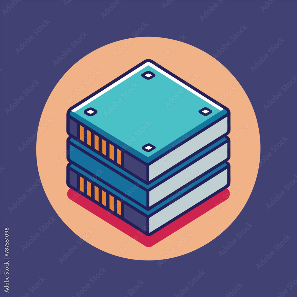 Aufkleber a stack of books placed one on top of the other, simplified design of a data storage device, minimal