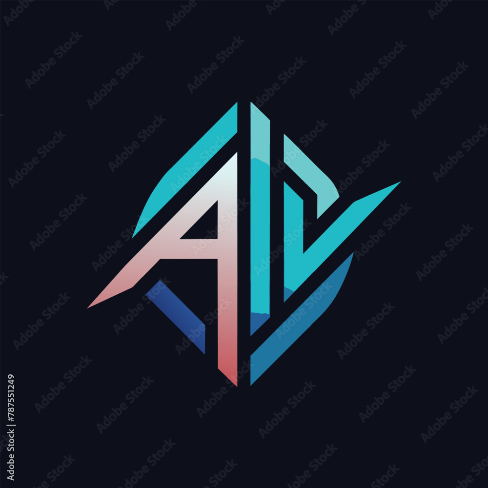 Poster the letter a created from a series of dynamic and overlapping geometric shapes, sleek logo design fo
