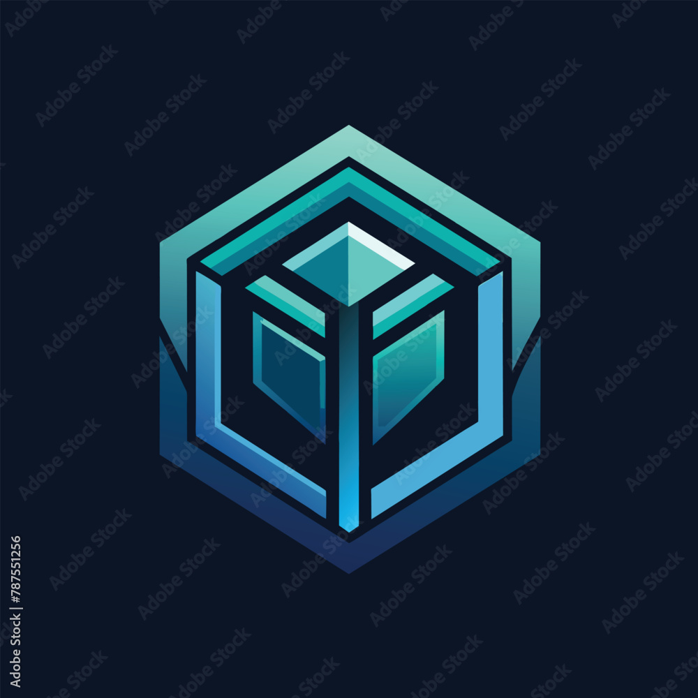 Poster the image shows the sleek logo of a gaming platform designed with blockchain technology, sleek logo 