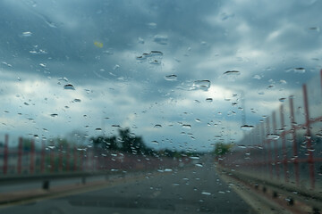 Raindrops on the car window