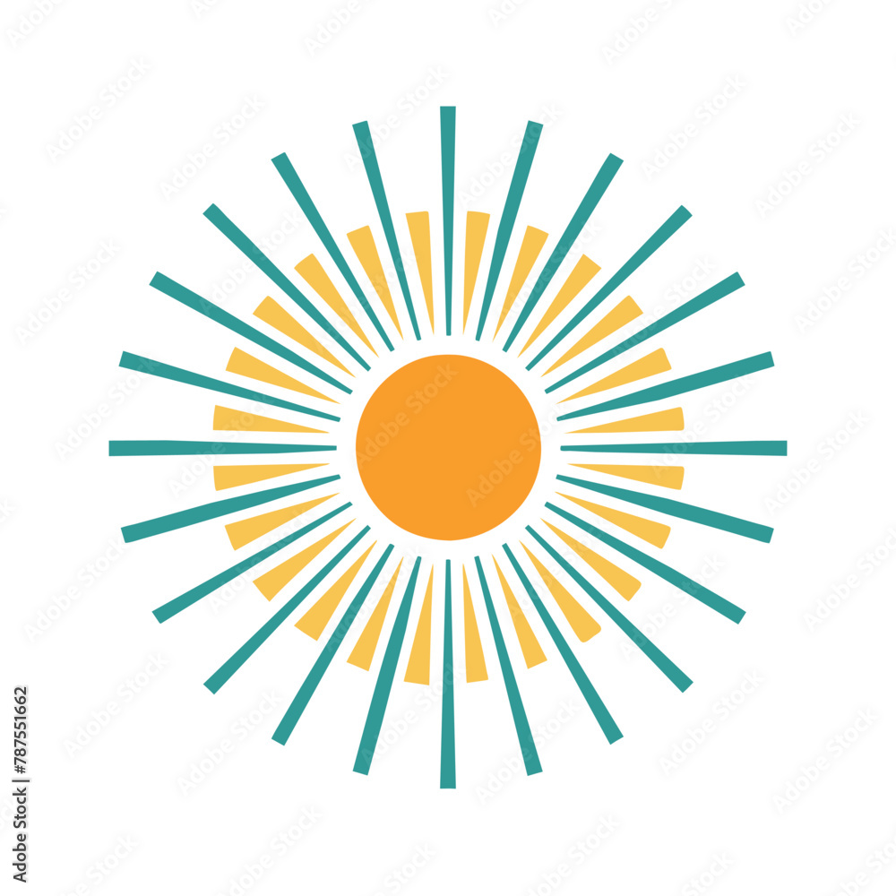 Aufkleber a sun emitting bright and sharp rays in a stylized design, sunburst design with clean lines and mini