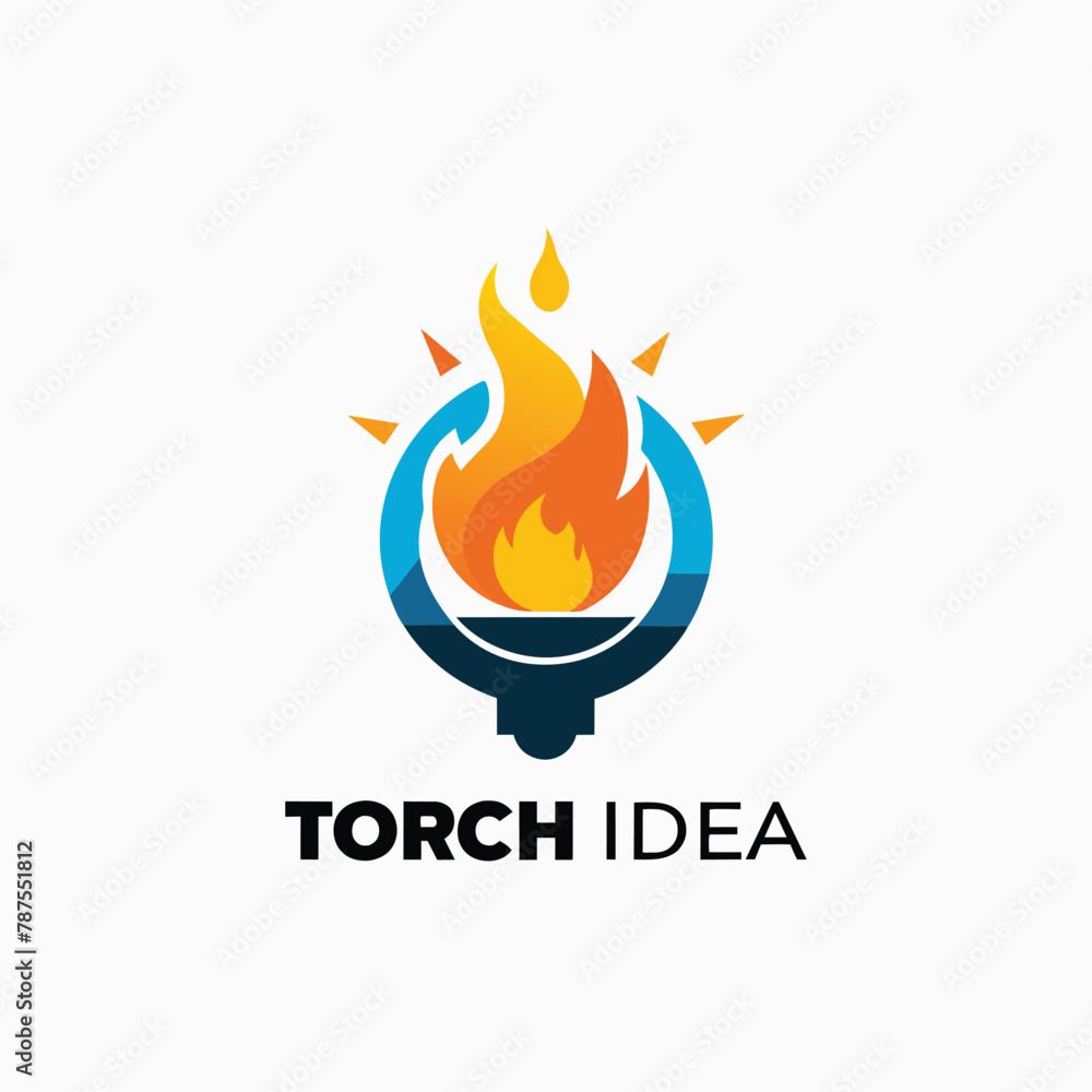 Aufkleber a minimalist vector logo featuring a torch design with the words torch idea incorporated, torch idea