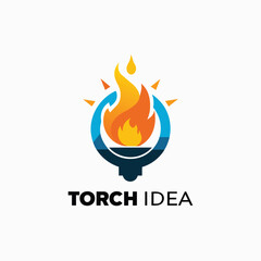 A minimalist vector logo featuring a torch design with the words Torch Idea incorporated, Torch Idea Simple Logo Design Vector, minimalist simple modern vector logo design