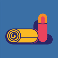 Multiple rolled up foam rollers and yoga mats lying next to each other, Yoga mat and foam roller duo, minimalist simple modern vector logo design