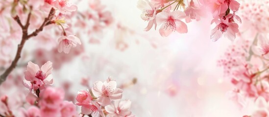 White background with pink cherry blossoms.