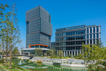 A modern business building in Xinwu District, Wuxi City, Jiangsu Province, China, August 3, 2022