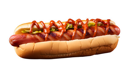 hot dog with mustard with transparent background 
