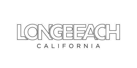 Long Beach, California, USA typography slogan design. America logo with graphic city lettering for print and web.