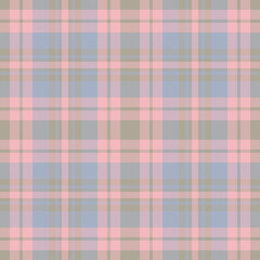 Plaid seamless pattern in pink. Check fabric texture. Vector textile print.