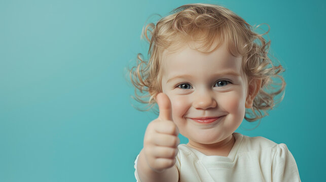 Little girl Child with thumbs up
