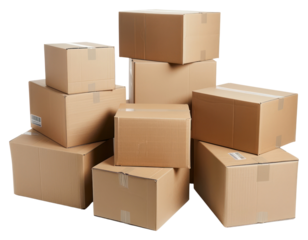 PNG Stacked moving boxes cardboard carton white background